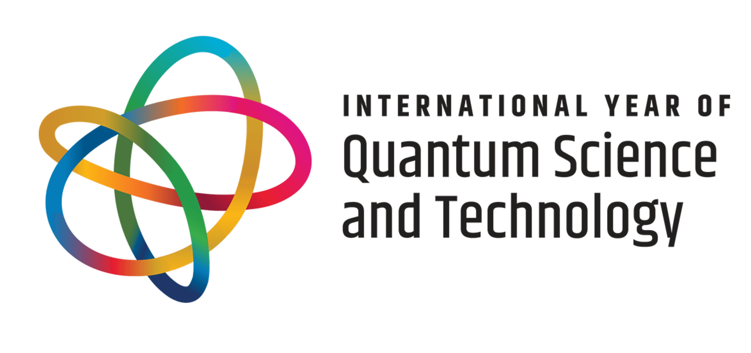 International Year of Quantum Science and Technology logo with colorful overlapping loops.