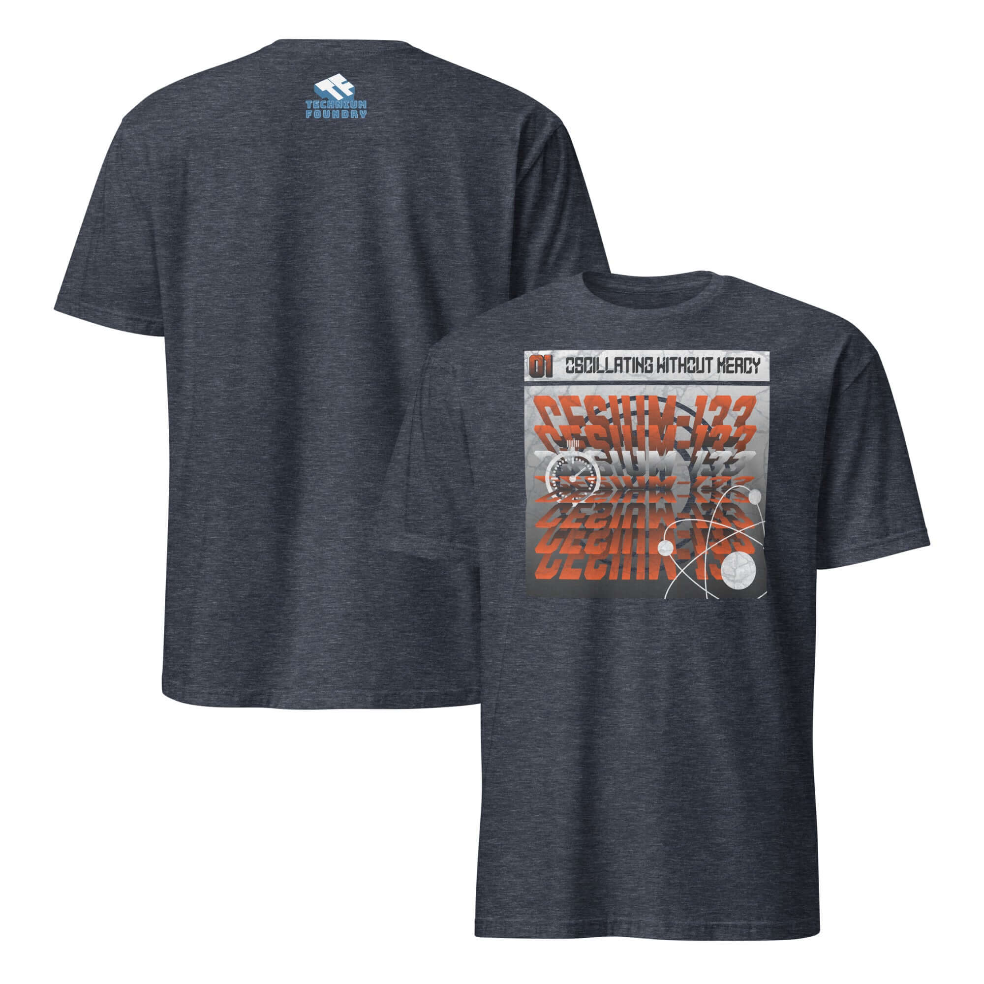 Cesium-133 Oscillation T-Shirt with Atomic Clock Design in Industrial Style