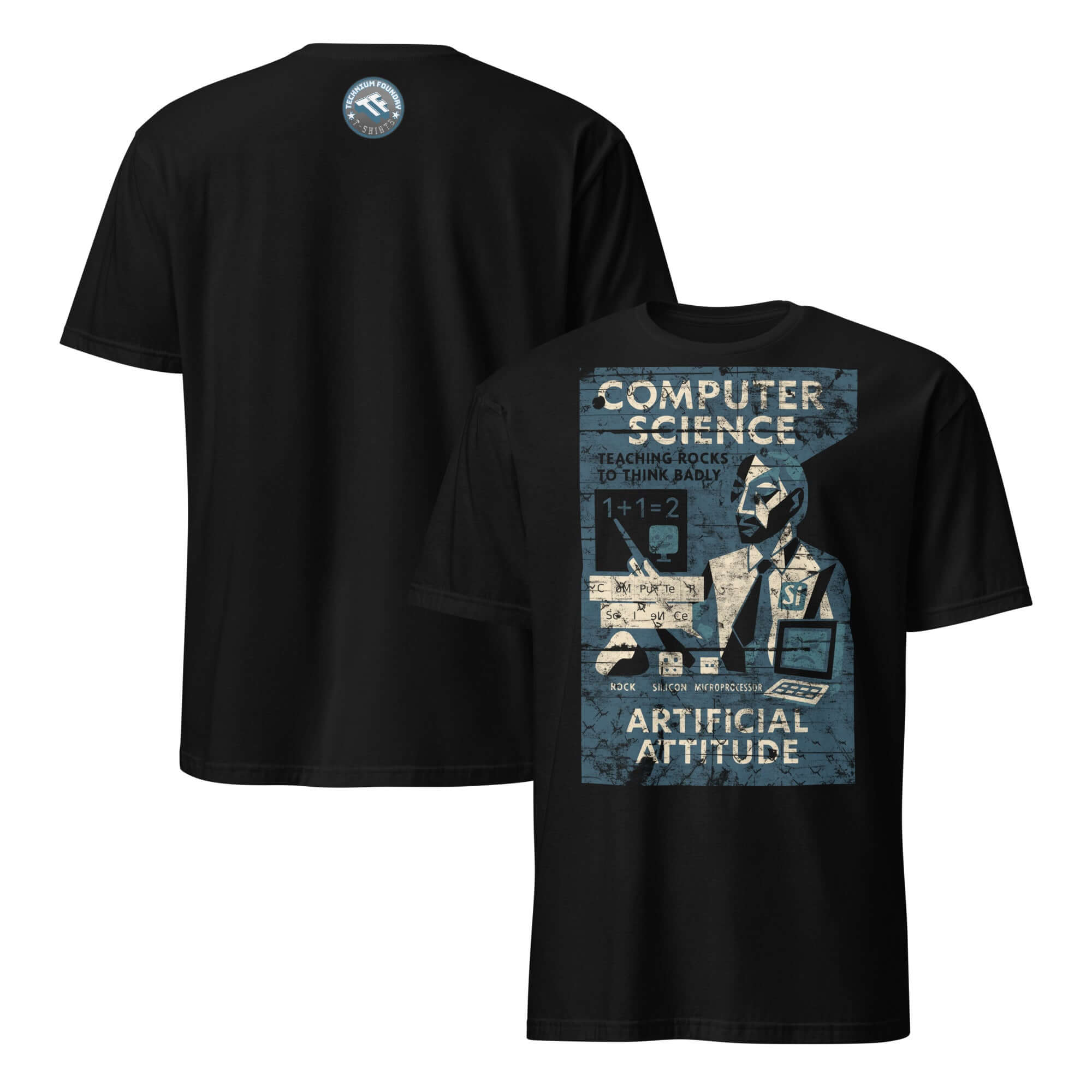 Computer Science T-Shirt with vintage teaching rocks to think badly design, featuring a humorous educational poster graphic.