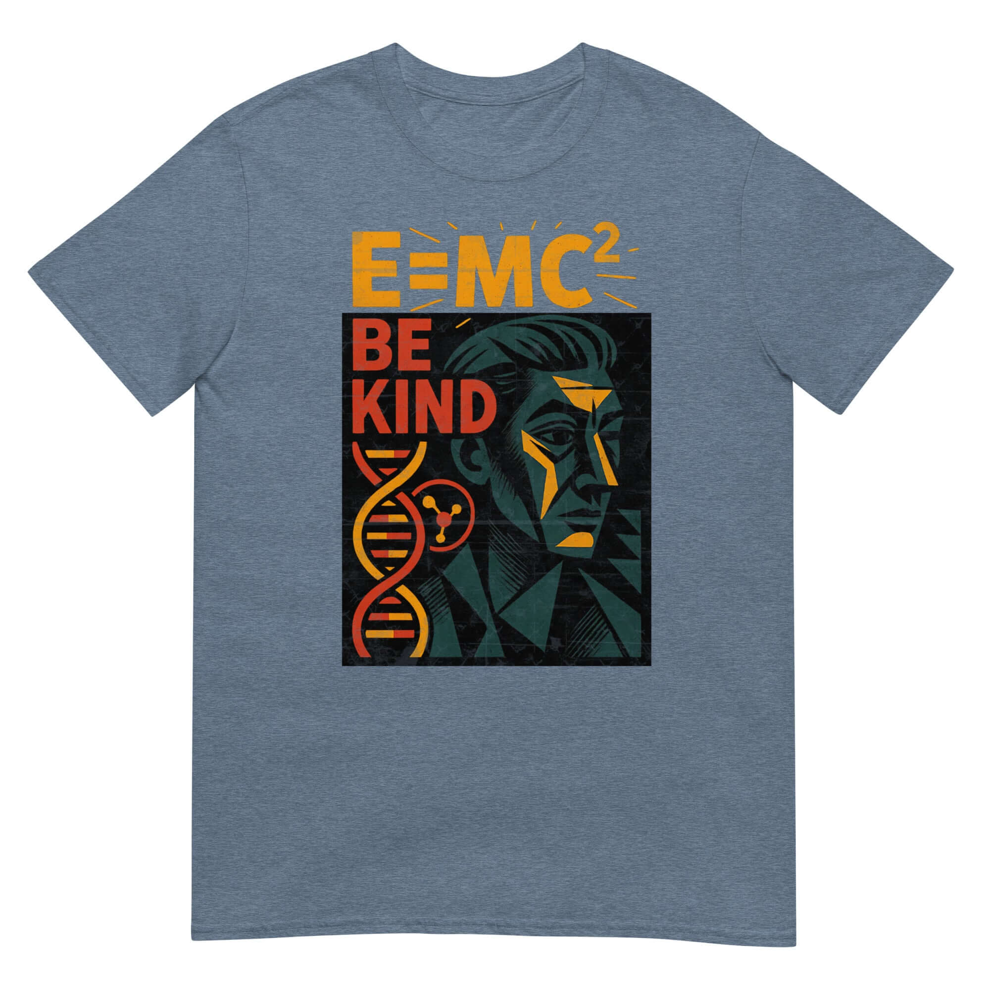 E=MC² Be Kind Einstein T-Shirt featuring physics humor and scientific empathy design.
