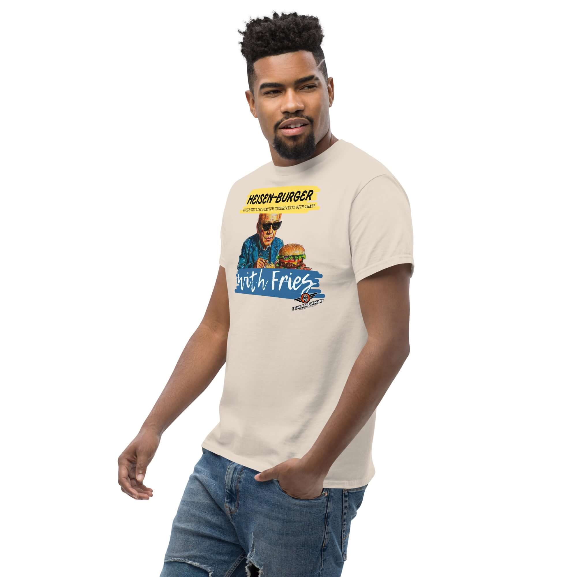 Heisen-burger with Fries T-Shirt | Cool design featuring Werner Heisenberg | Breaking Physics™ Special Combo | Quantum mechanics theme