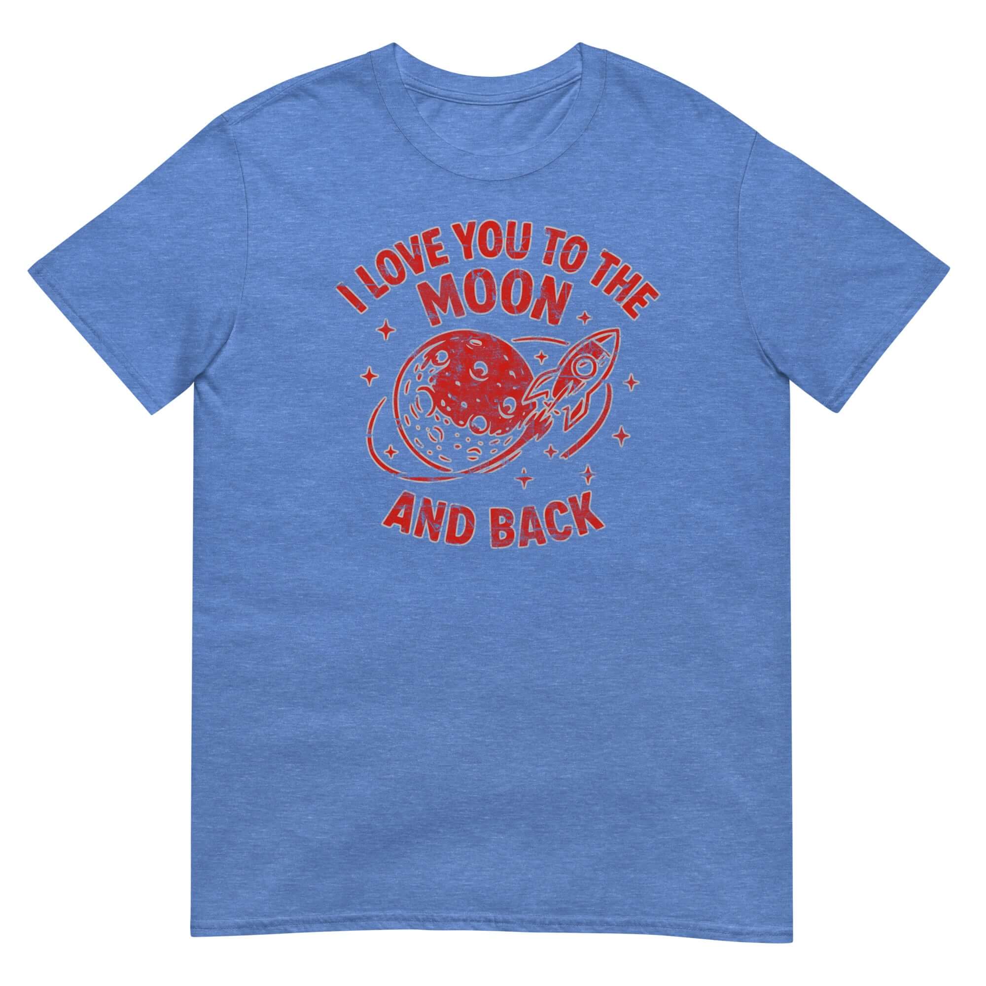 "I Love You to the Moon and Back" T-Shirt - Space Romance Design with Rocket and Moon Illustration