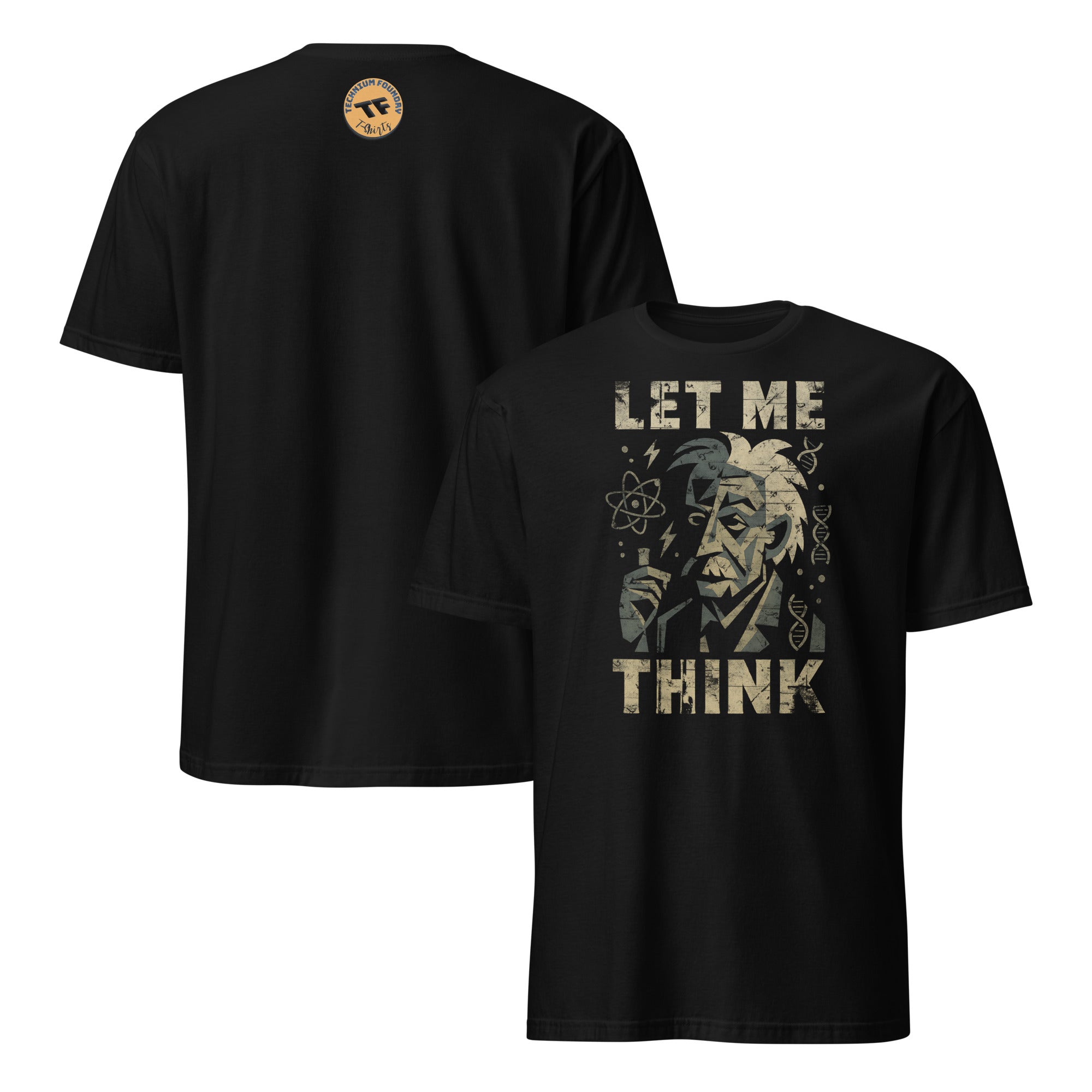 Alt Tag: "Let Me Think Einstein T-Shirt with scientific humor design in black, features intellectual theme for deep thinkers."