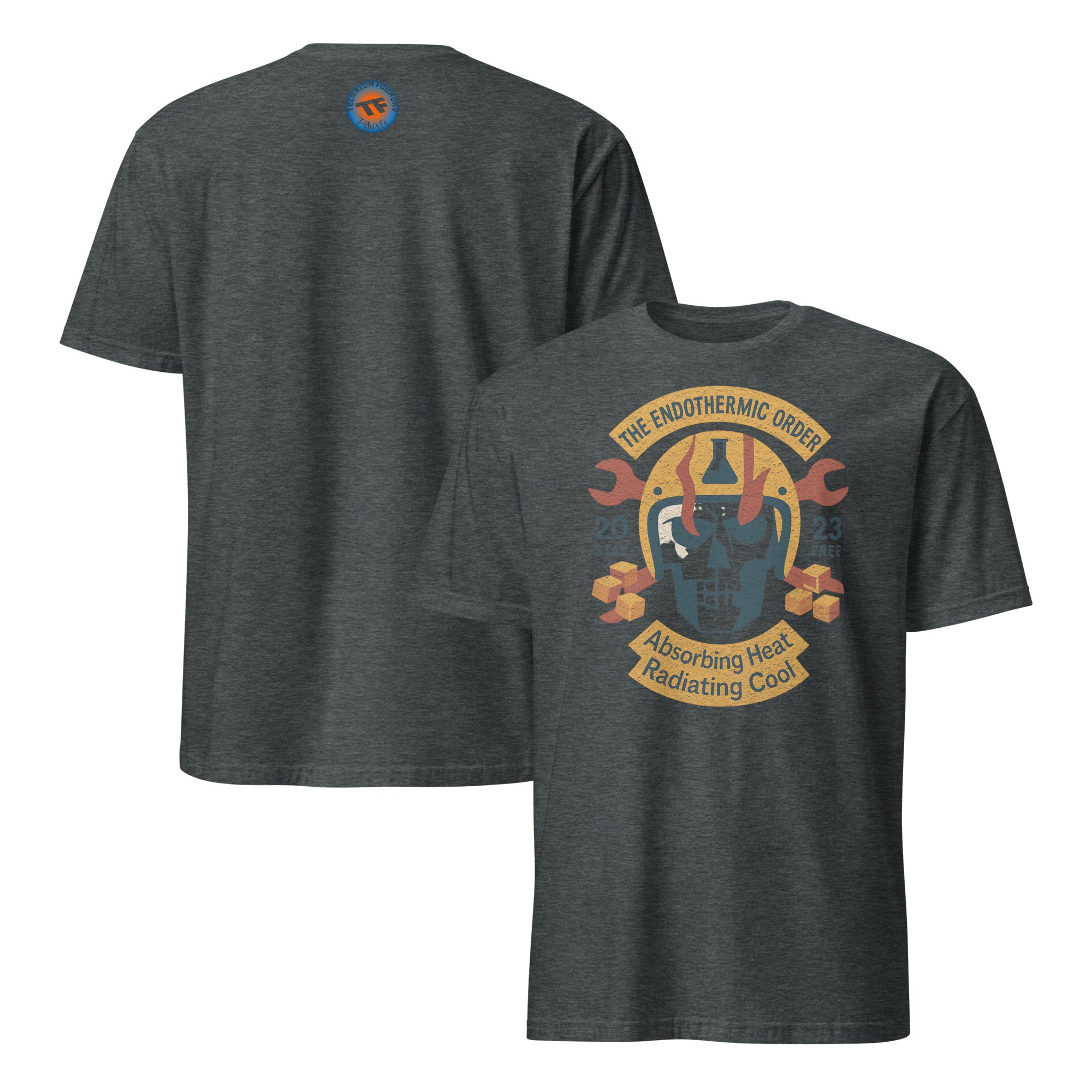 The Endothermic Order Motorcycle Club T-Shirt with skull and helmet design by Thermodynamic Apparel