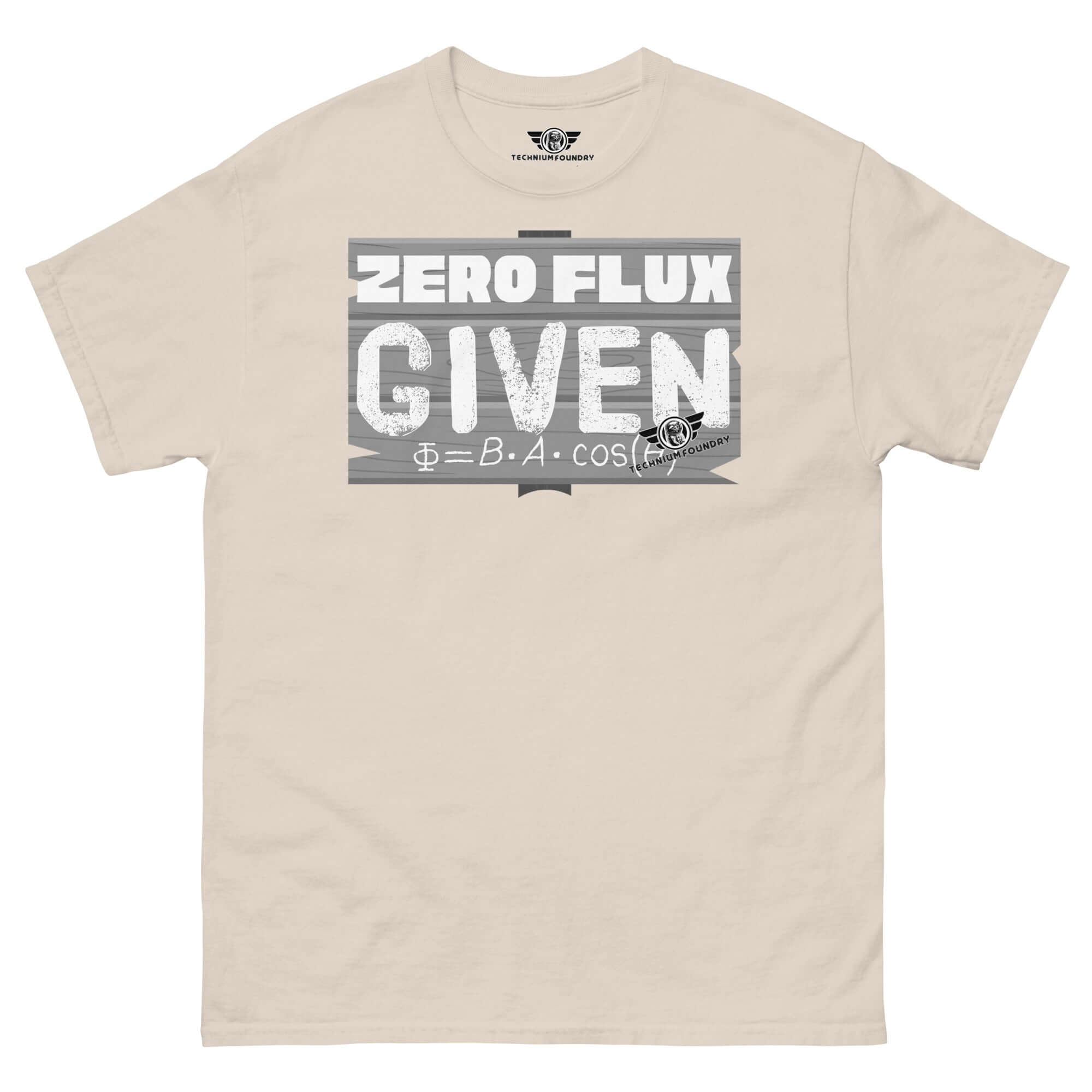 Zero Flux Given t-shirt with magnetic field equation in distressed chalkboard style, scientific humor apparel