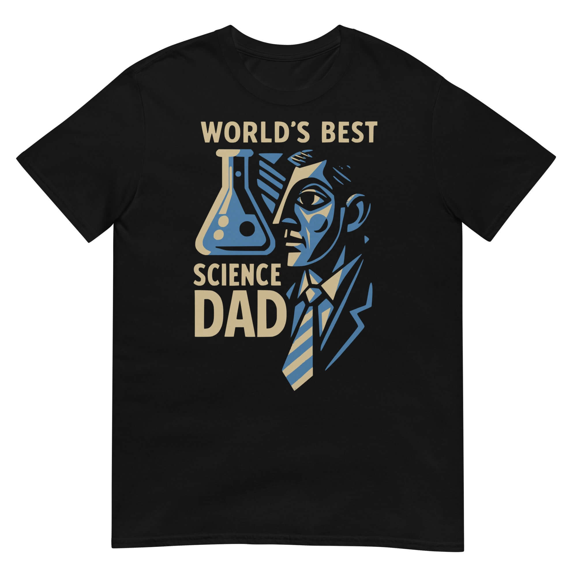 World's Best Science Dad T-Shirt featuring a scientific beaker and humorous scientist graphic for Father's Day gift.