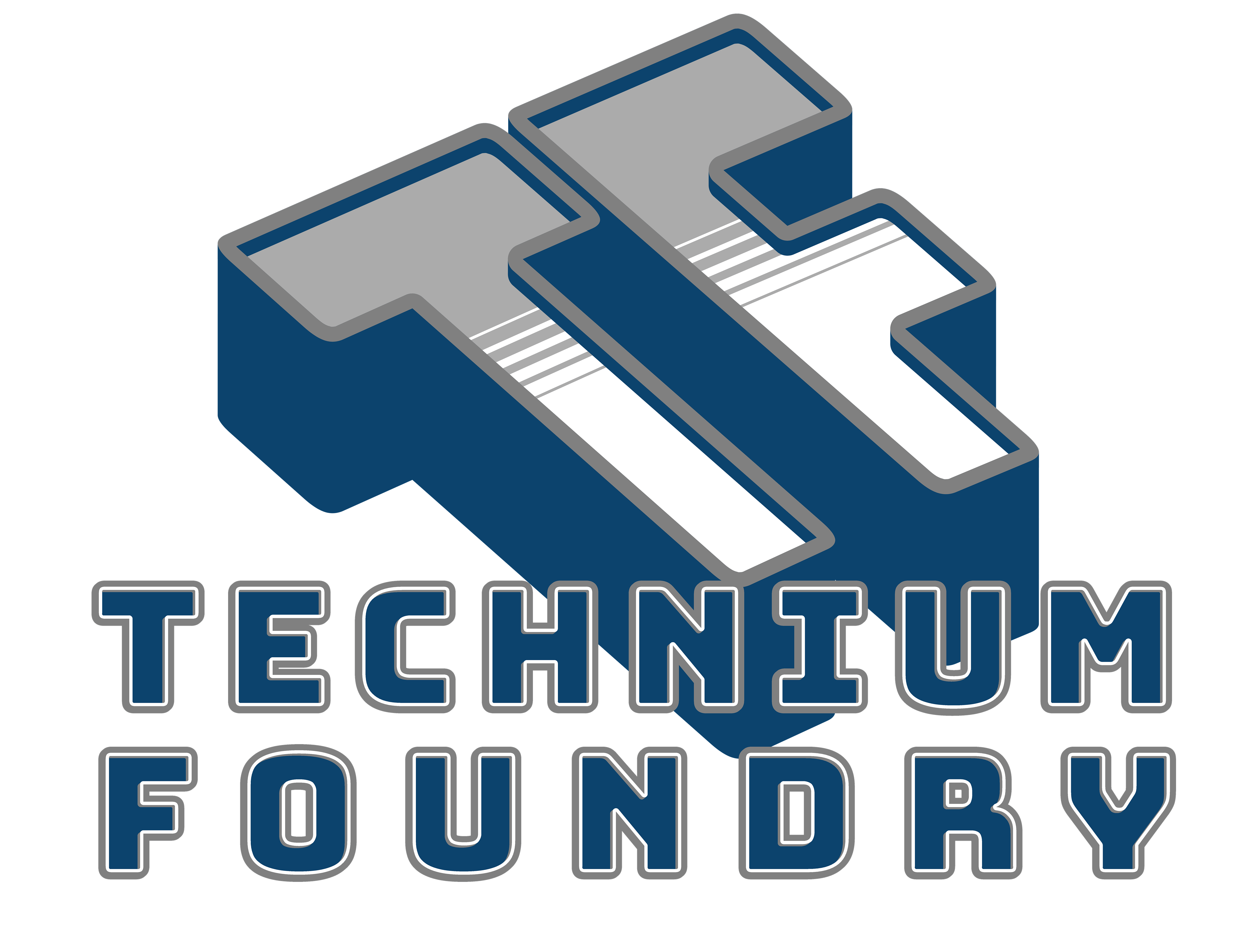 Logo of Technium Foundry with stylized initials 'TF' in blue and gray.