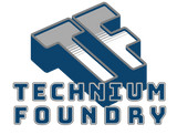 Technum Foundry logo with bold blue and grey letters