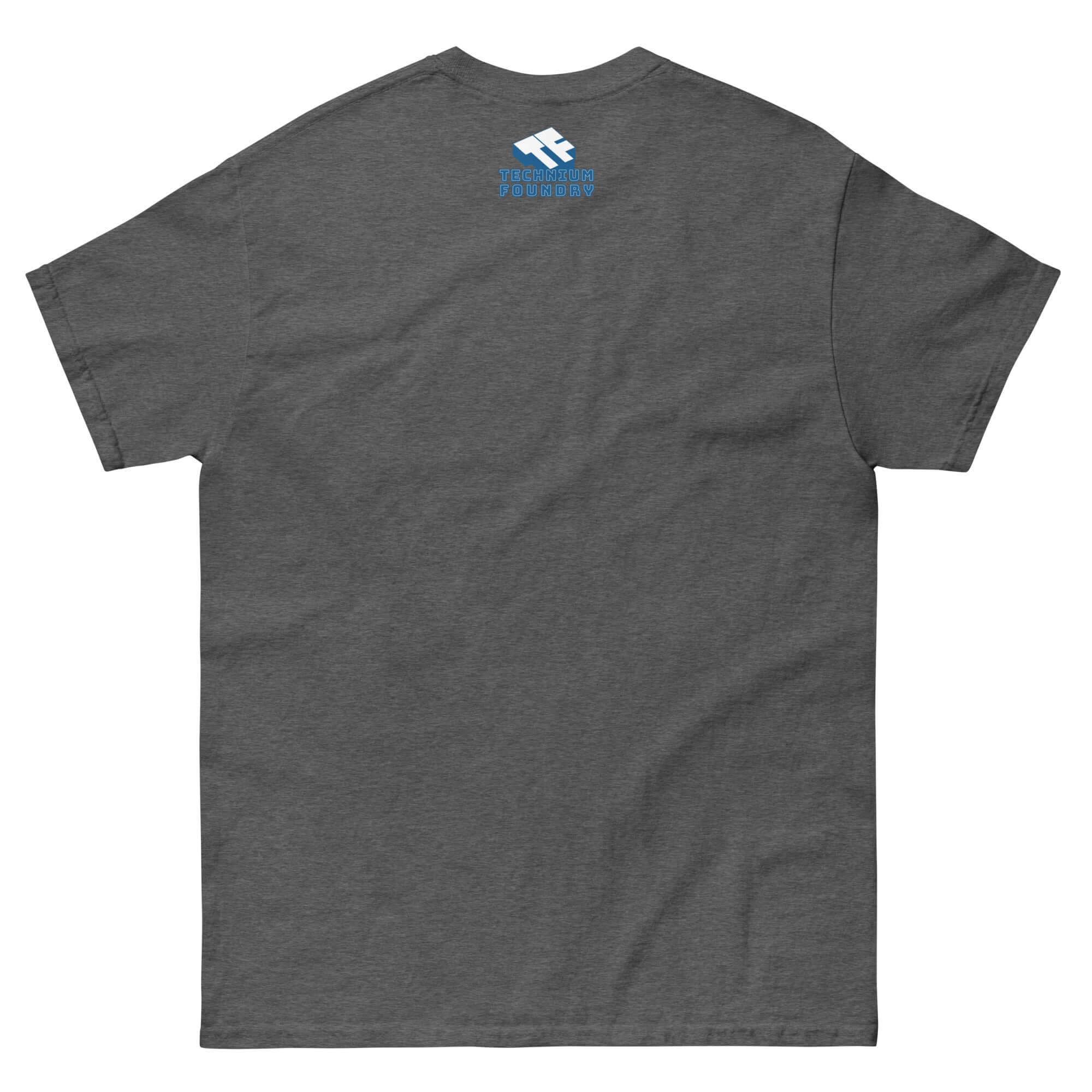 Gray FPV Drones T-Shirt back view featuring Einstein's Equivalence Principle themed design for science-loving pilots.