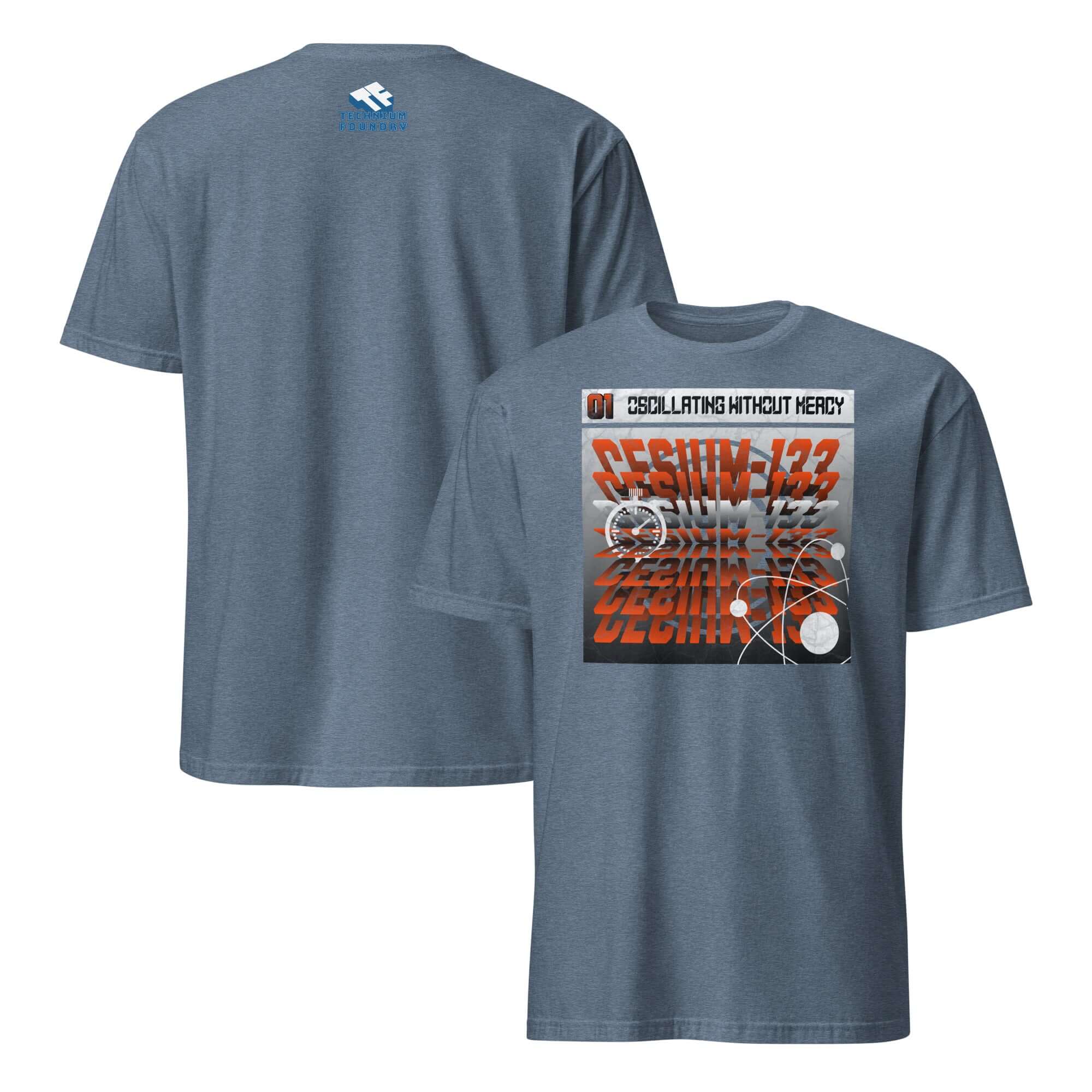 Cesium-133 Oscillation T-Shirt with Atomic Clock Design in Industrial Style