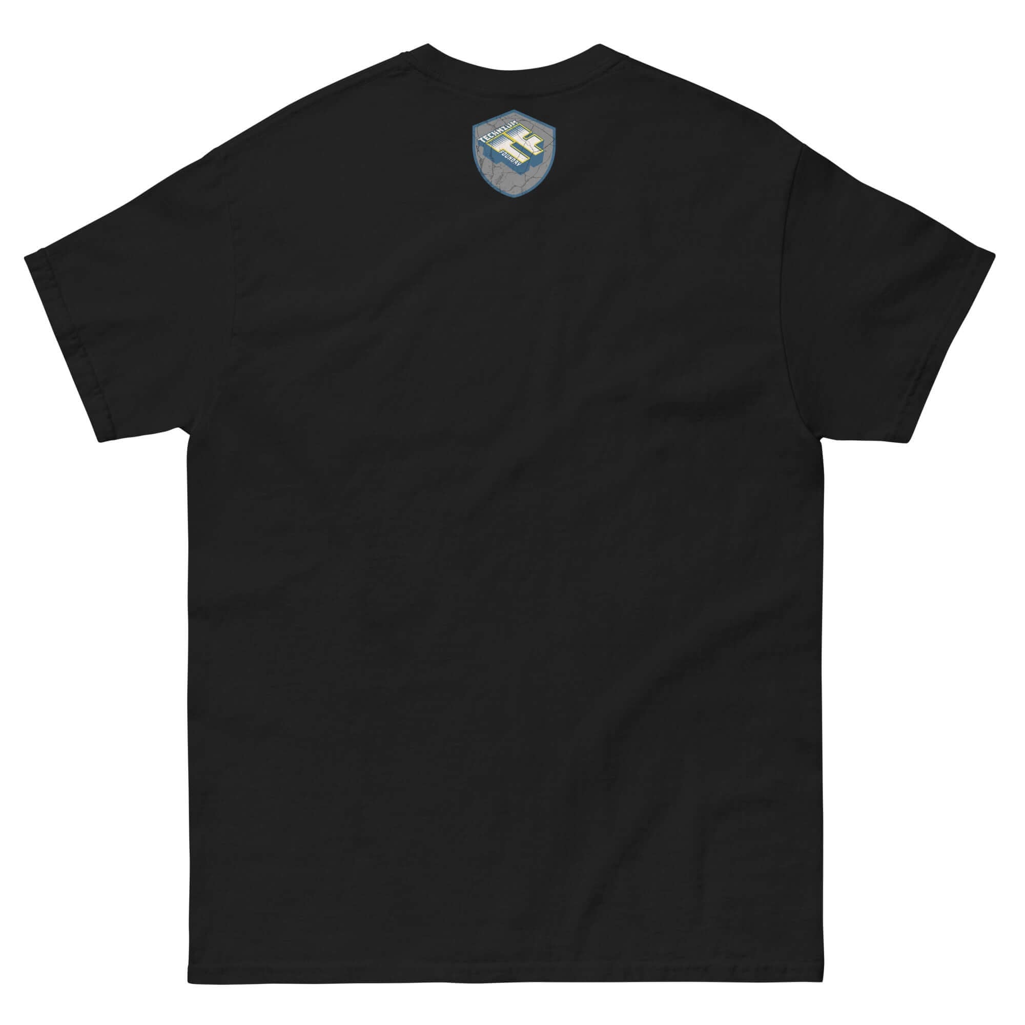 Cleverly Hills E=mc² T-Shirt featuring a Beverly Hills science parody design on a black tee with shield-shaped sign logo.