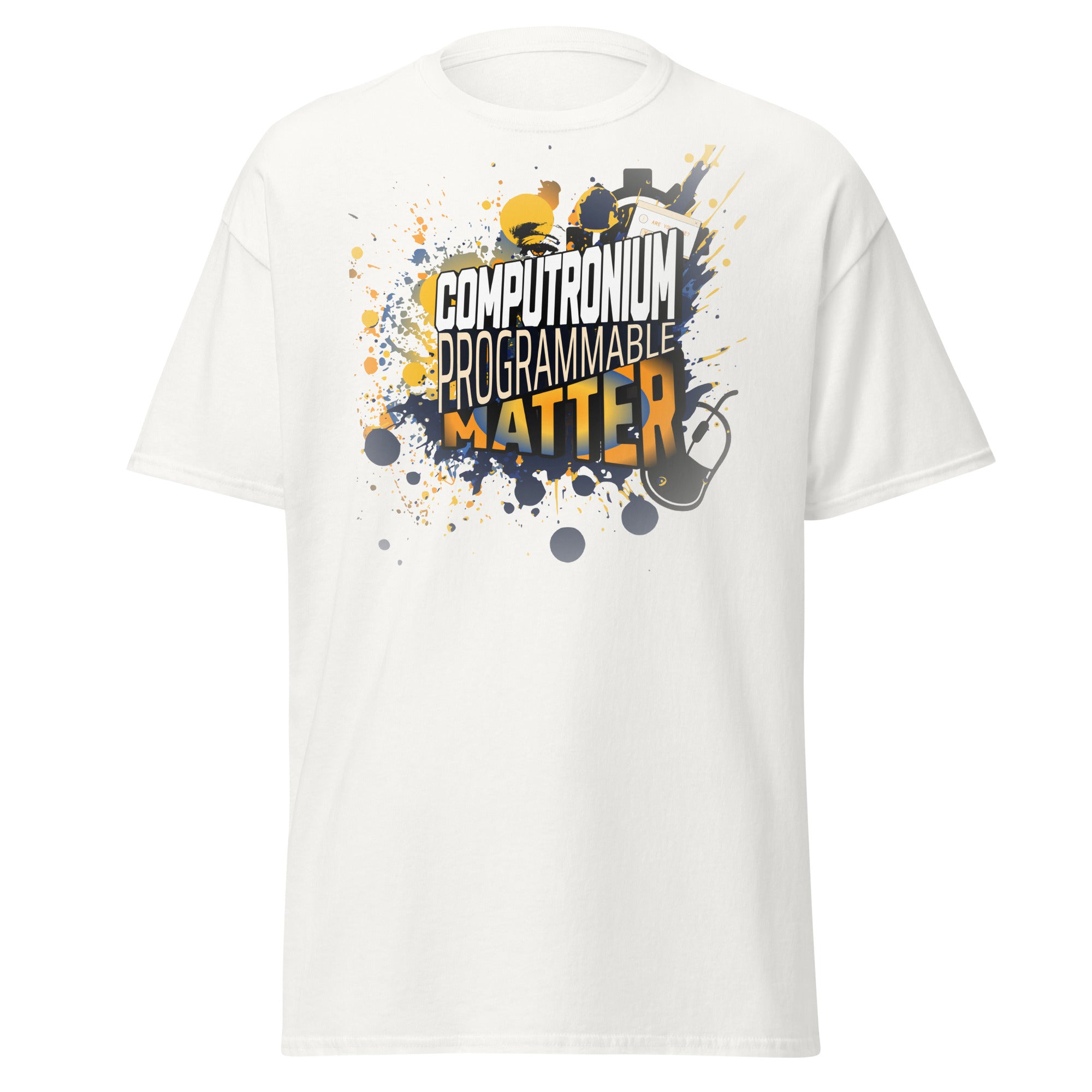 "Computronium Programmable Matter T-Shirt with Hypnotic Starburst Design - Theoretical Physics Concept"