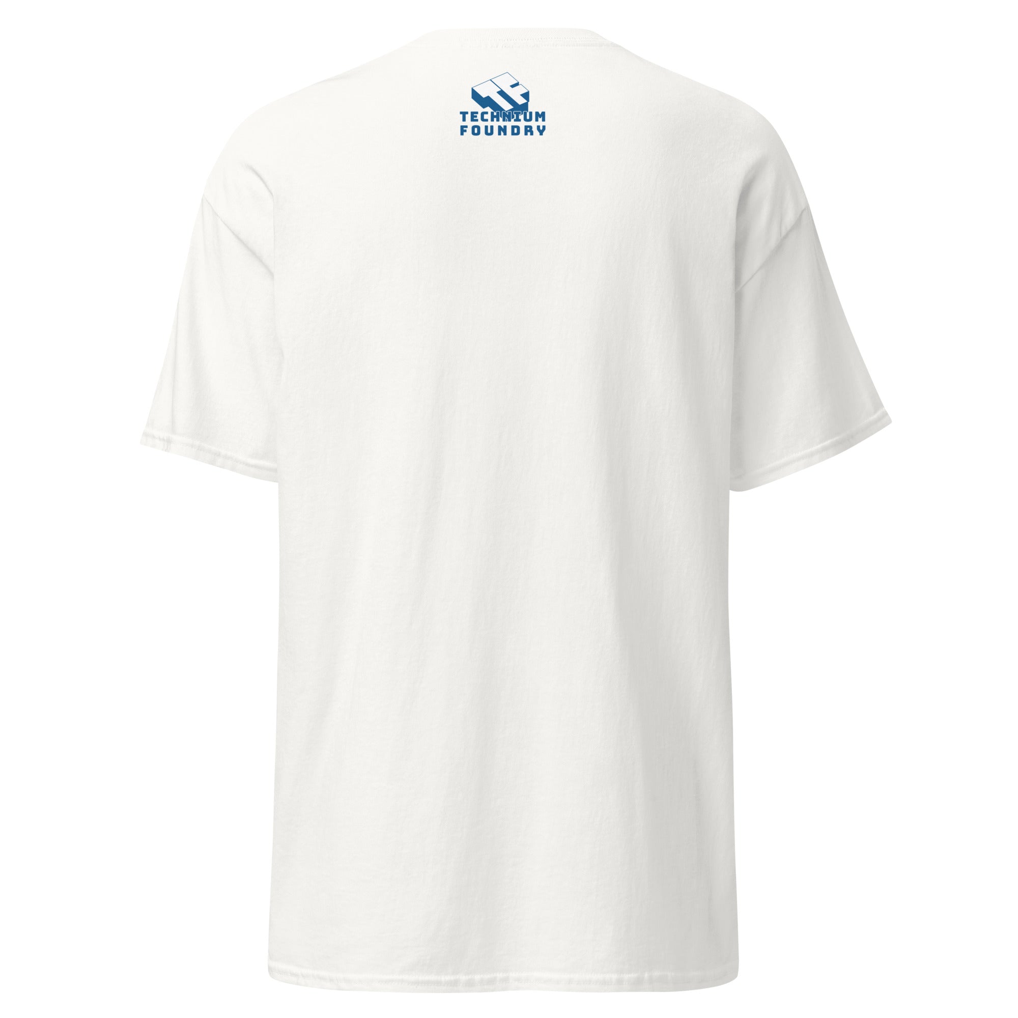 Back view of Computronium Programmable Matter T-Shirt showcasing a minimal design with a small logo near the collar.
