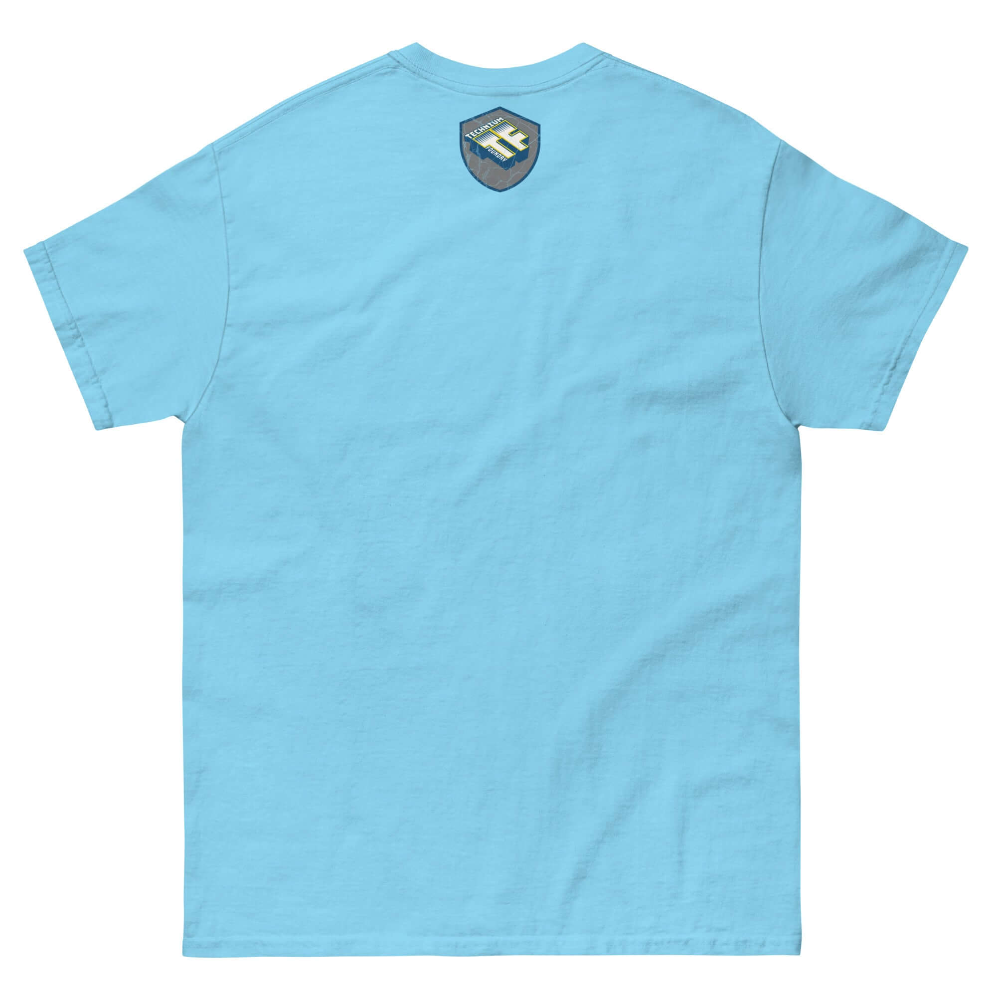 Turquoise blue t-shirt featuring a nautical cosmic compass design on the back, ideal for those navigating life's journey.
