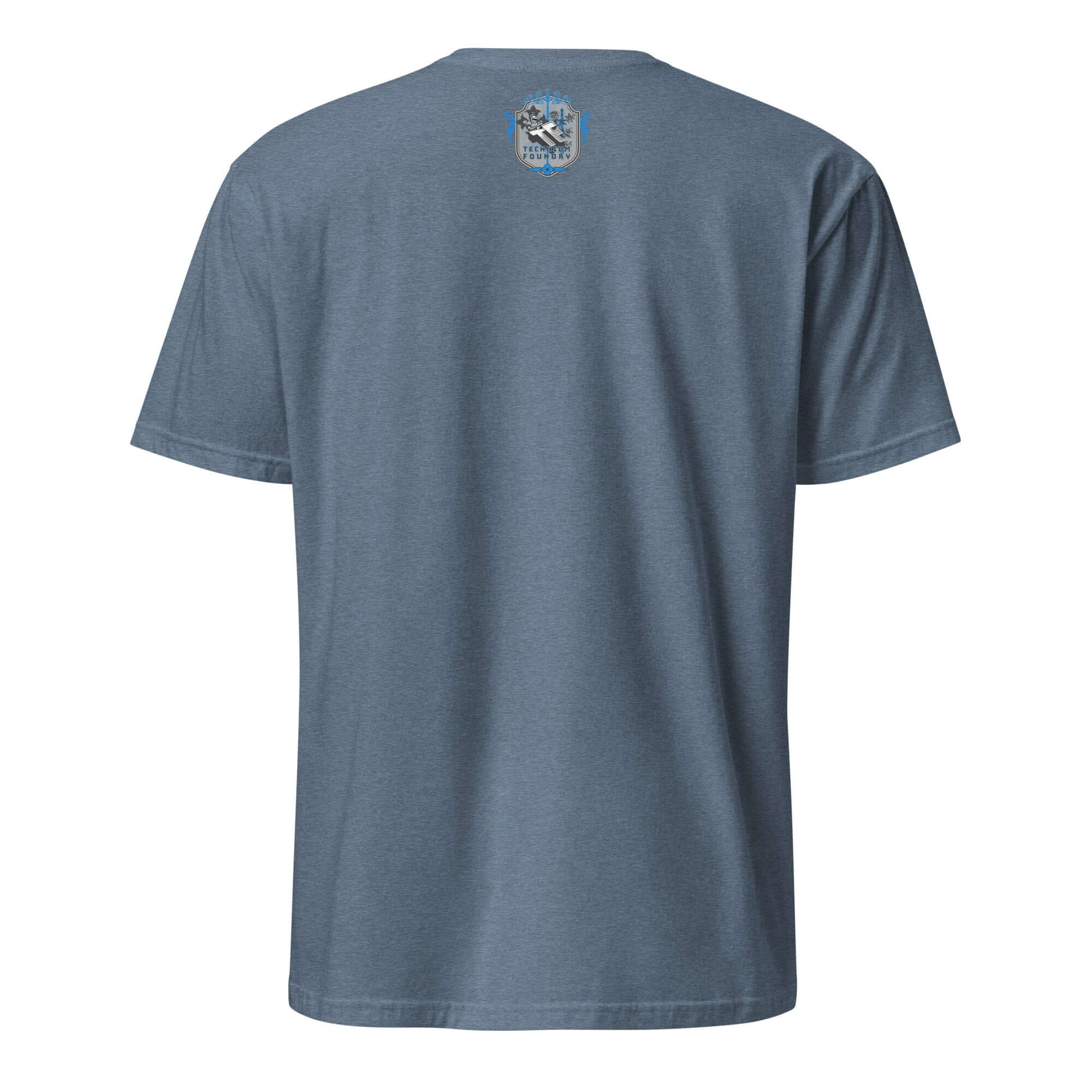 Back view of Newton's Third Hellions MC T-Shirt featuring a vintage motorcycle club patch design.