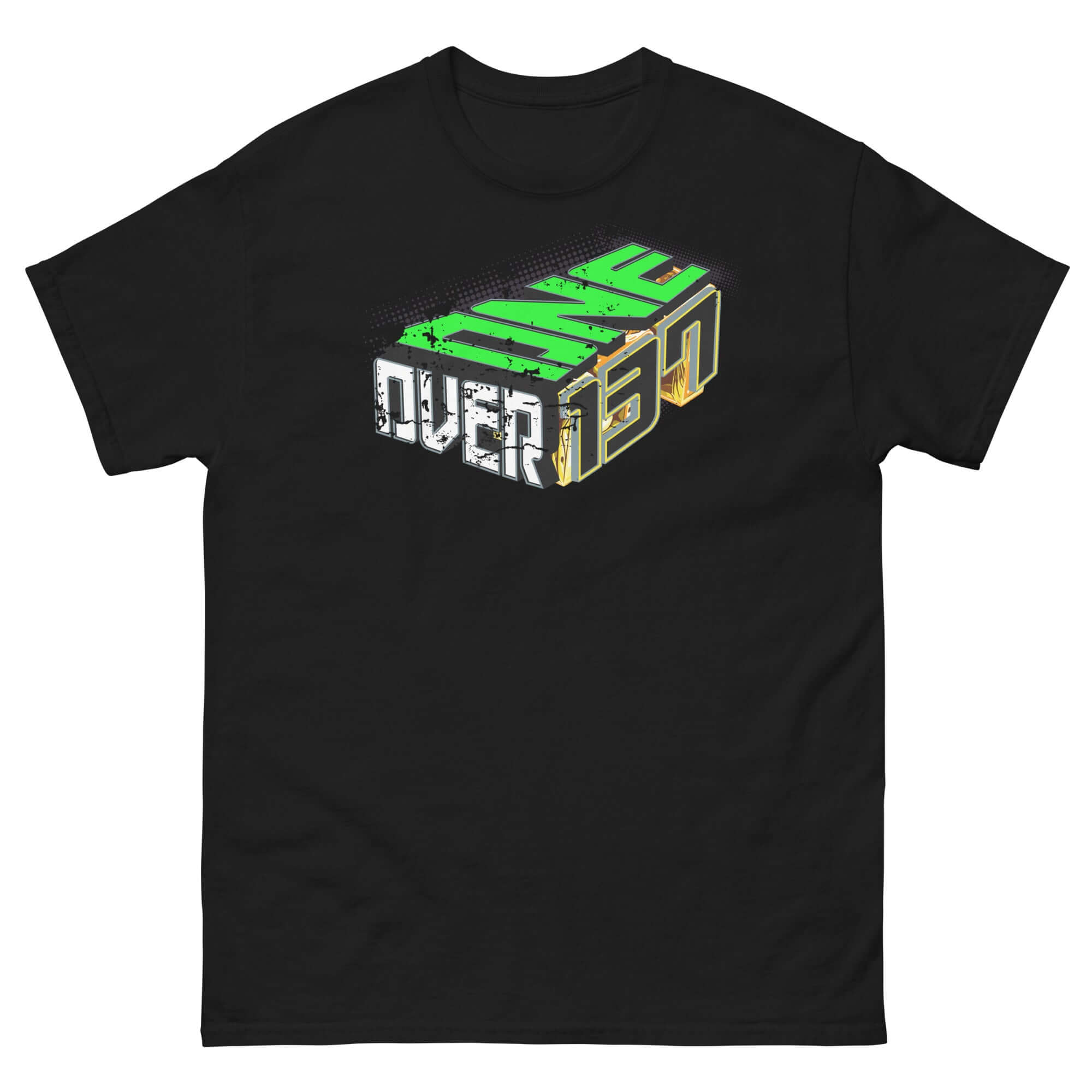 Black 'One Over 137' T-shirt with bold 3D typography design celebrating the fine-structure constant and physics' mysterious number.