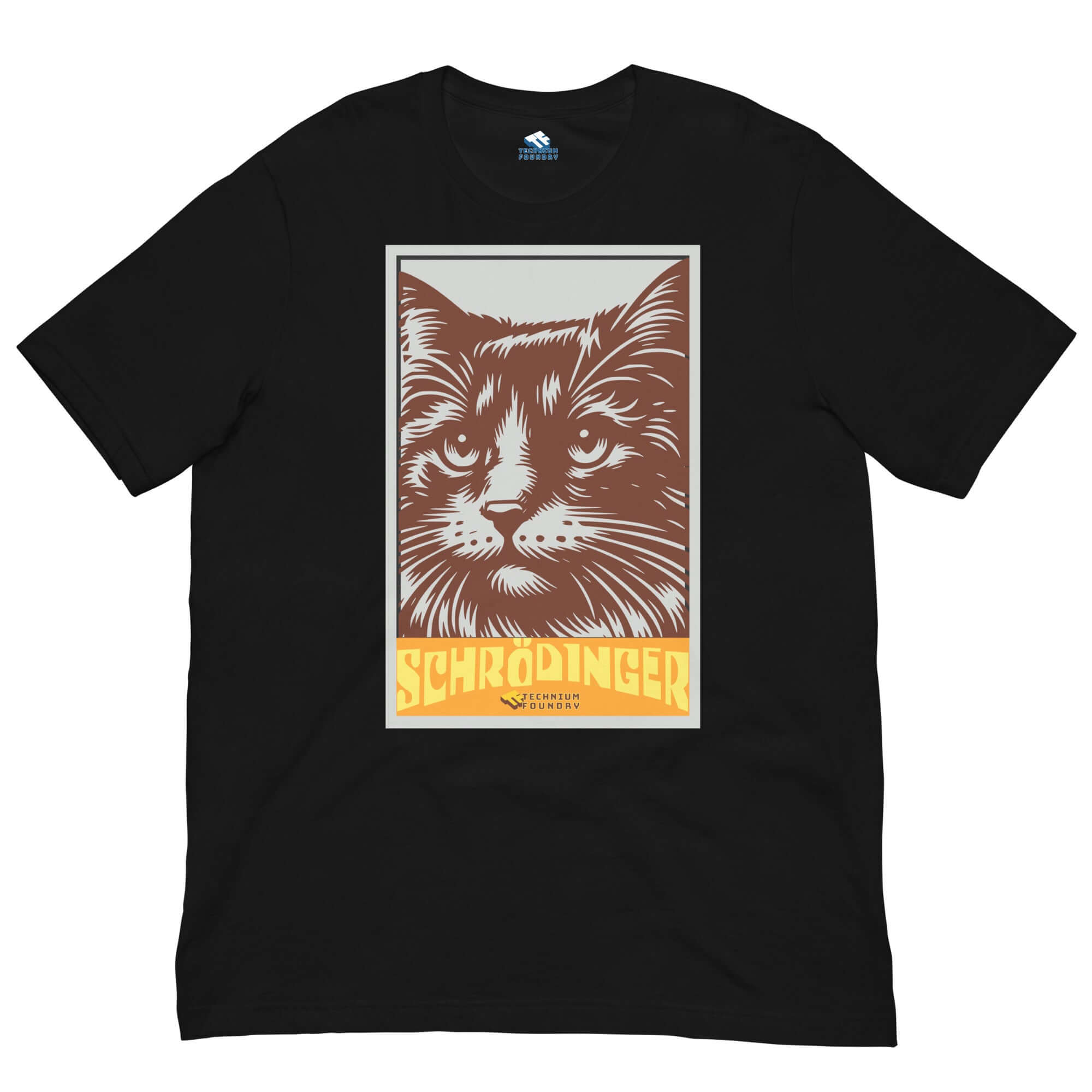 Schrödinger's Cat T-Shirt featuring retro design of famous thought-experiment feline in quantum superposition.
