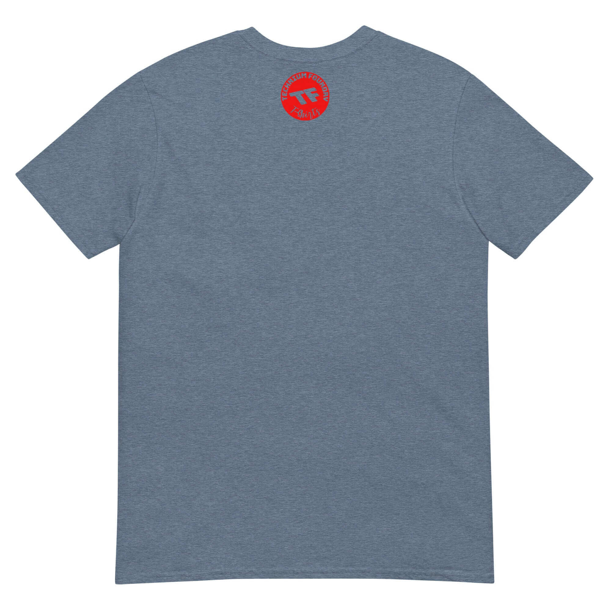 Back view of blue "Statistical Analysis Is My Superpower" T-Shirt with red superhero logo, perfect for data science enthusiasts.