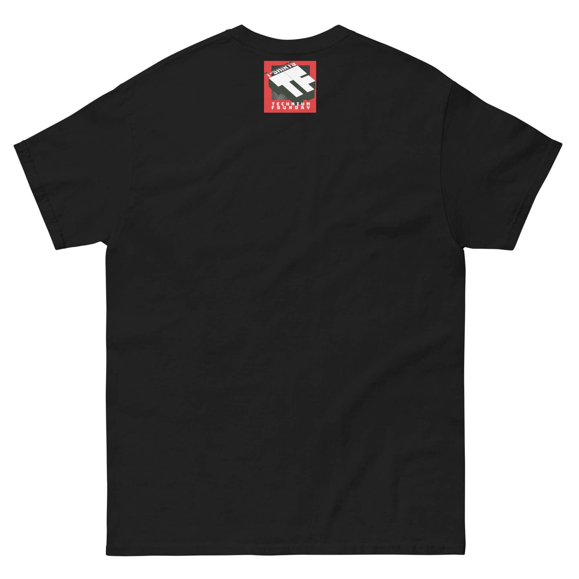 Black "Tree(3) Math Humor" t-shirt featuring infinity-breaking number design and molecular-style nodes graphic on back.