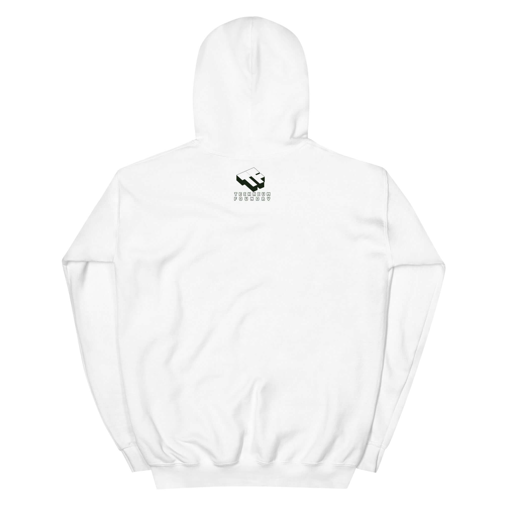 White Super Smash & Click Hoodie with astronaut design by Technium Foundry, perfect for RAM-loving Chrome users.